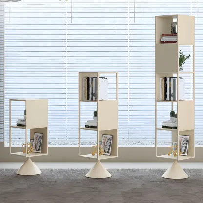 Modern Wooden Cube Bookcase with Metal Frame  Image - 6
