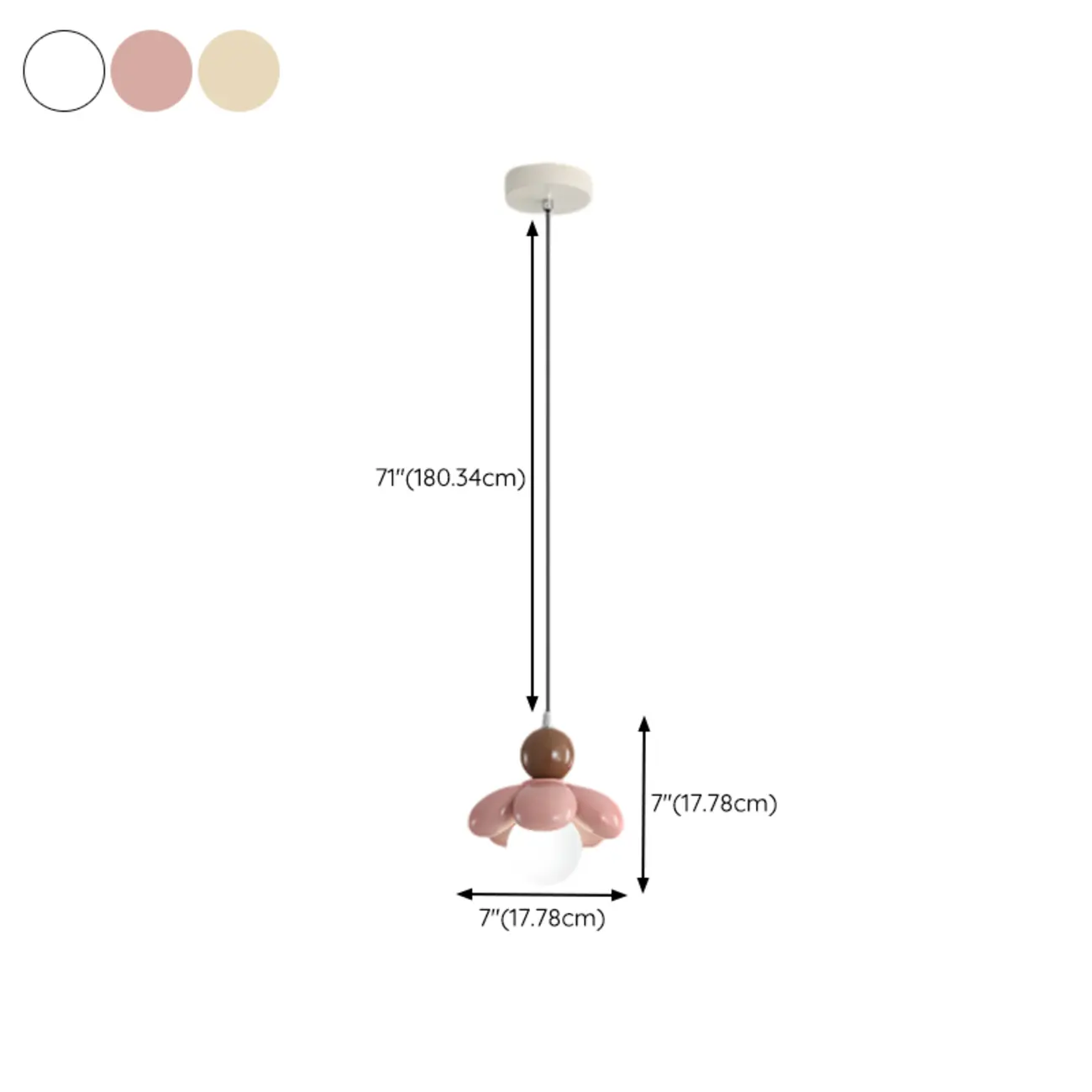 Cozy Pink LED Ball Pendant Light with Floral Clay Design for Bedside #size | homeyfad