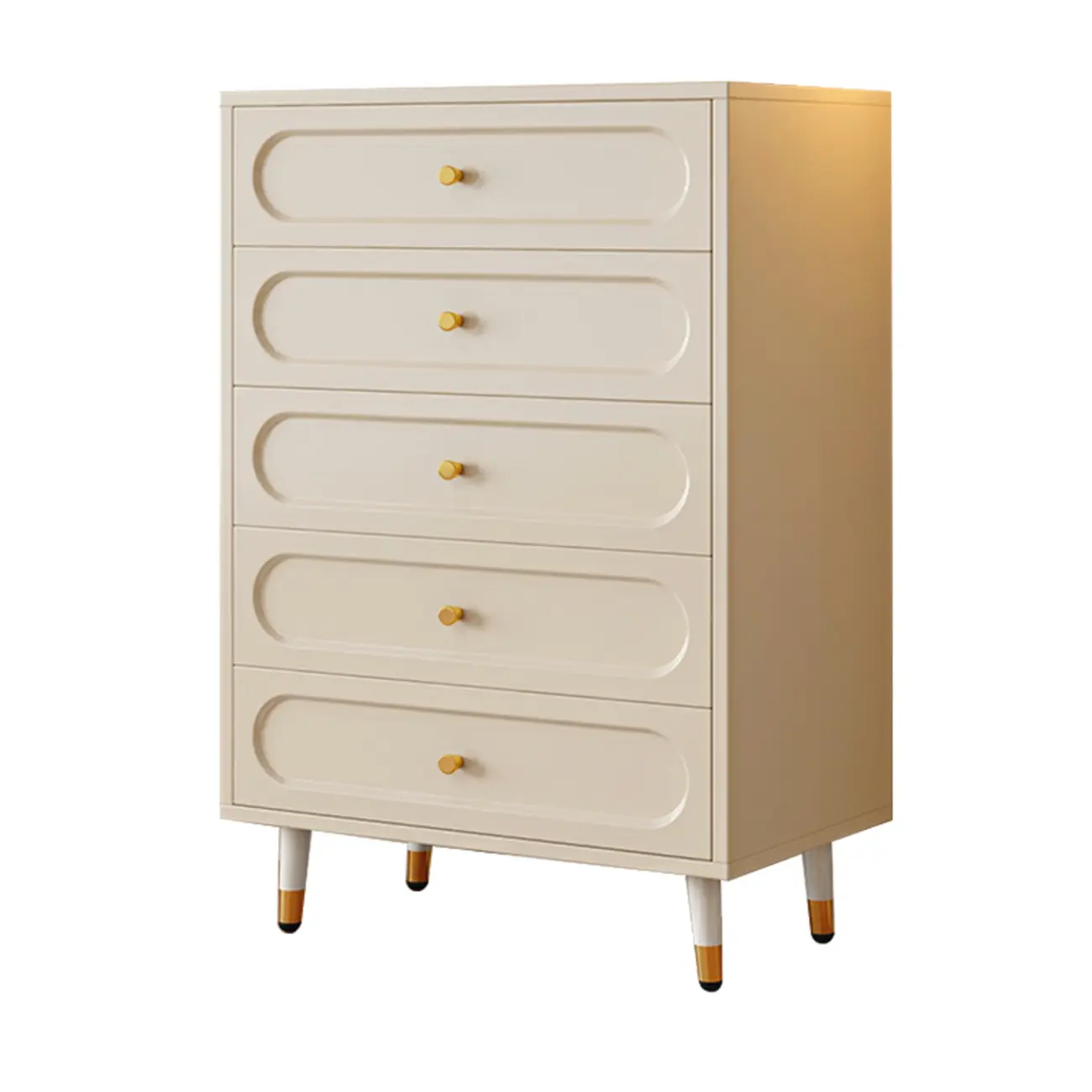 Modern Wood Dresser Chest with 5 Tiers in Milk Tea Color Image - 12 | homeyfad