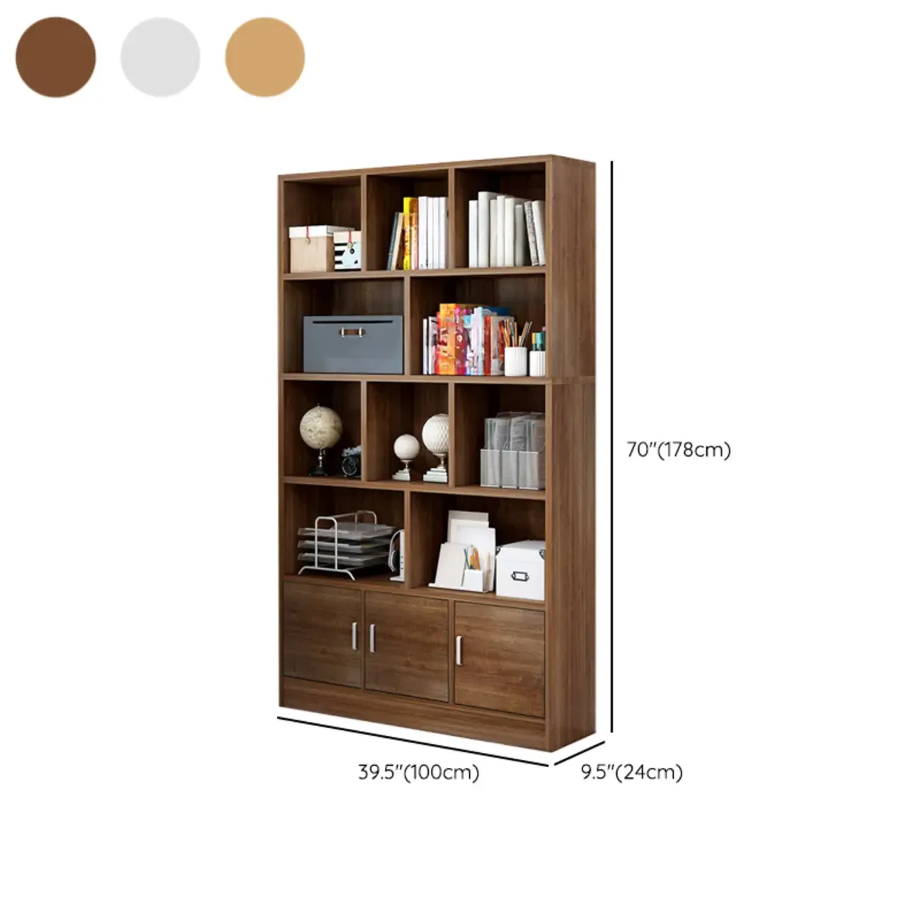 5-Tier Modern Wood Bookshelf with Cabinet Image - 25