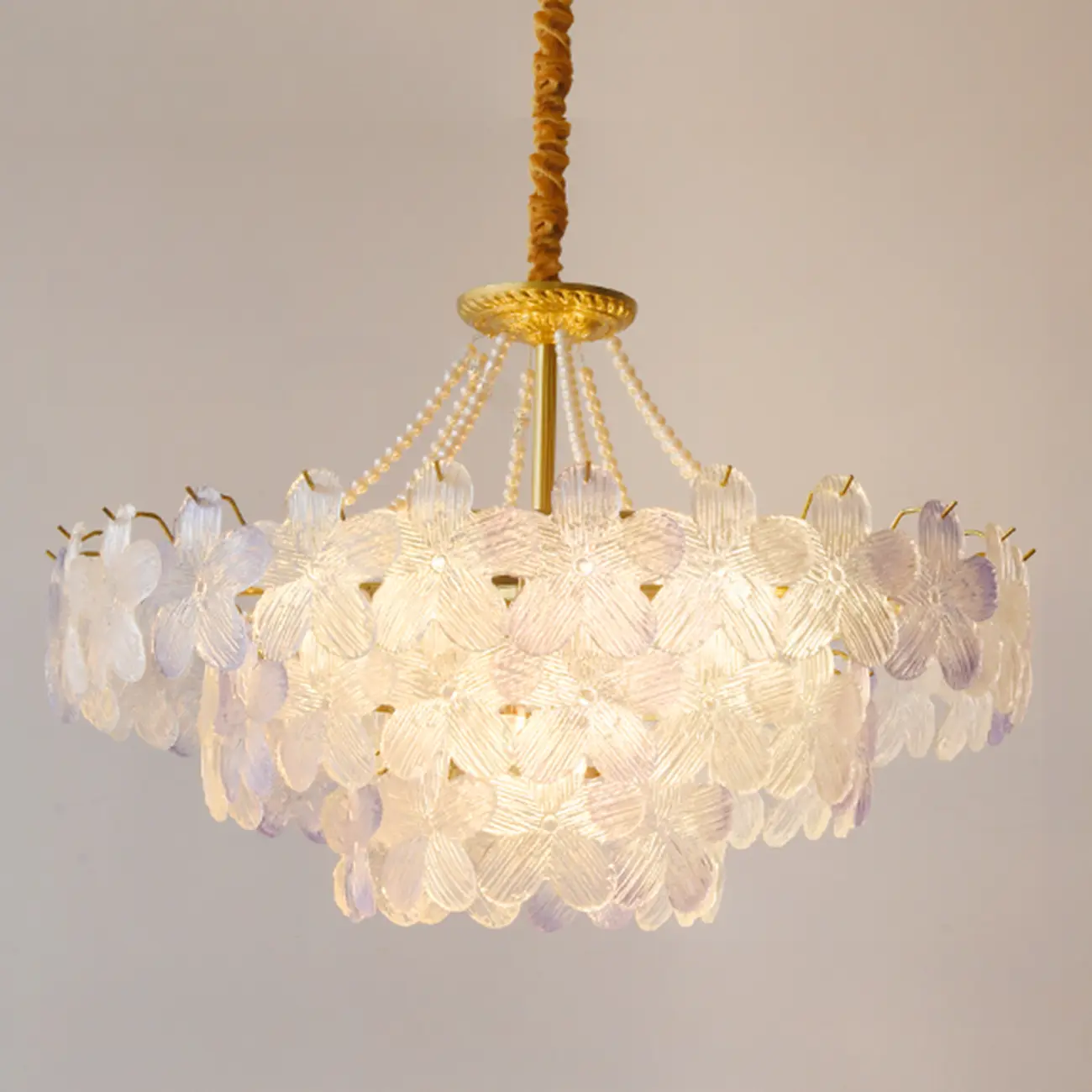 Modern Elegant Floral Crystal Chandelier with Flexible Height Image - 17 | homeyfad