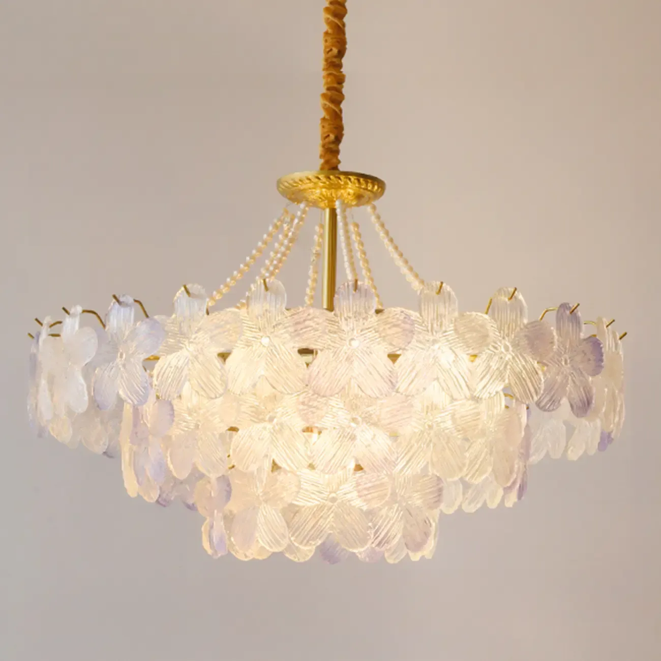 Modern Elegant Floral Crystal Chandelier with Flexible Height Image - 17