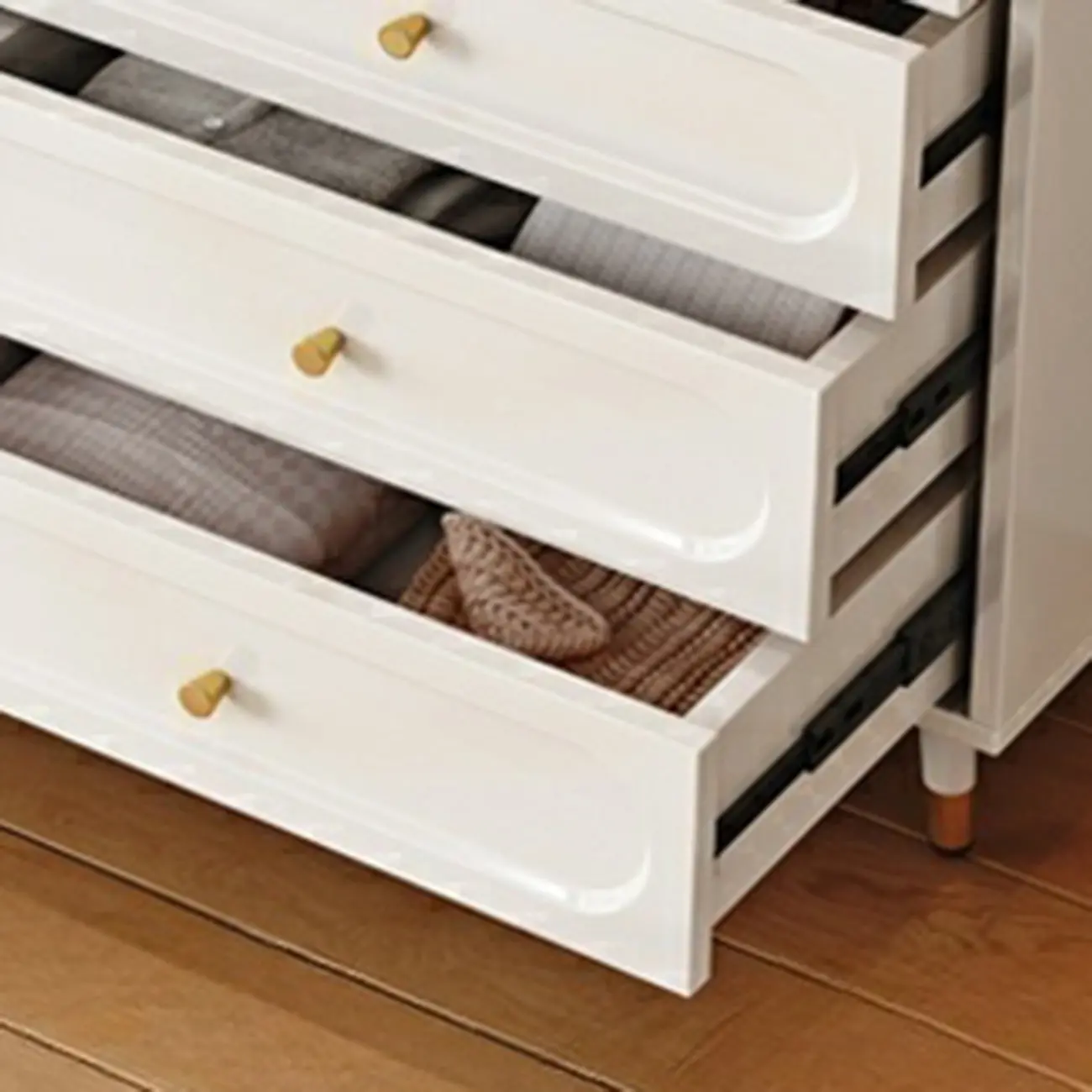 Modern Wood Dresser Chest with 5 Tiers in Milk Tea Color Image - 13 | homeyfad