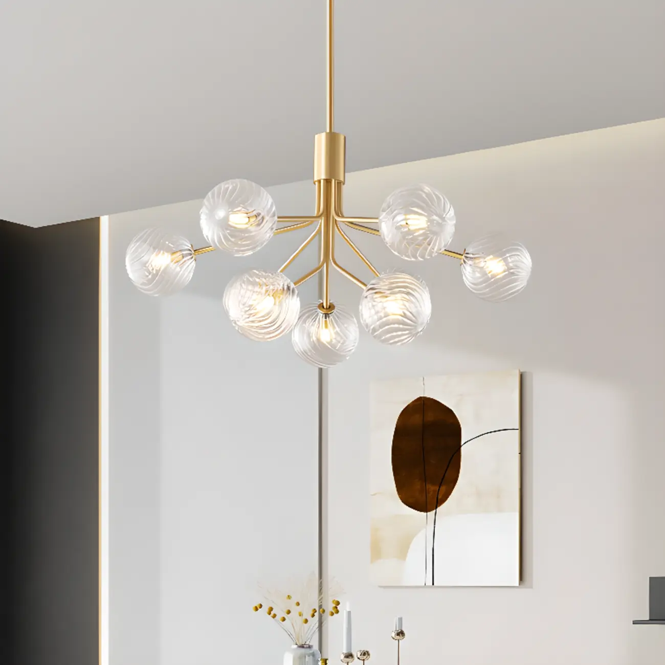2-Tier Modern Globe Chandelier Adjustable Hanging Length  Image - 5 | homeyfad