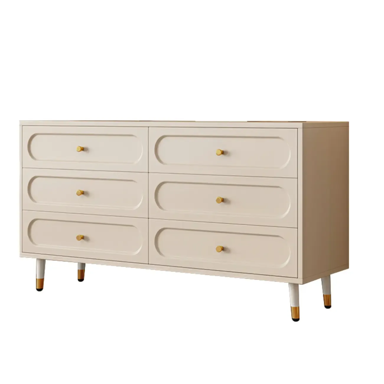 Modern Wood Dresser Chest with 5 Tiers in Milk Tea Color Image - 14