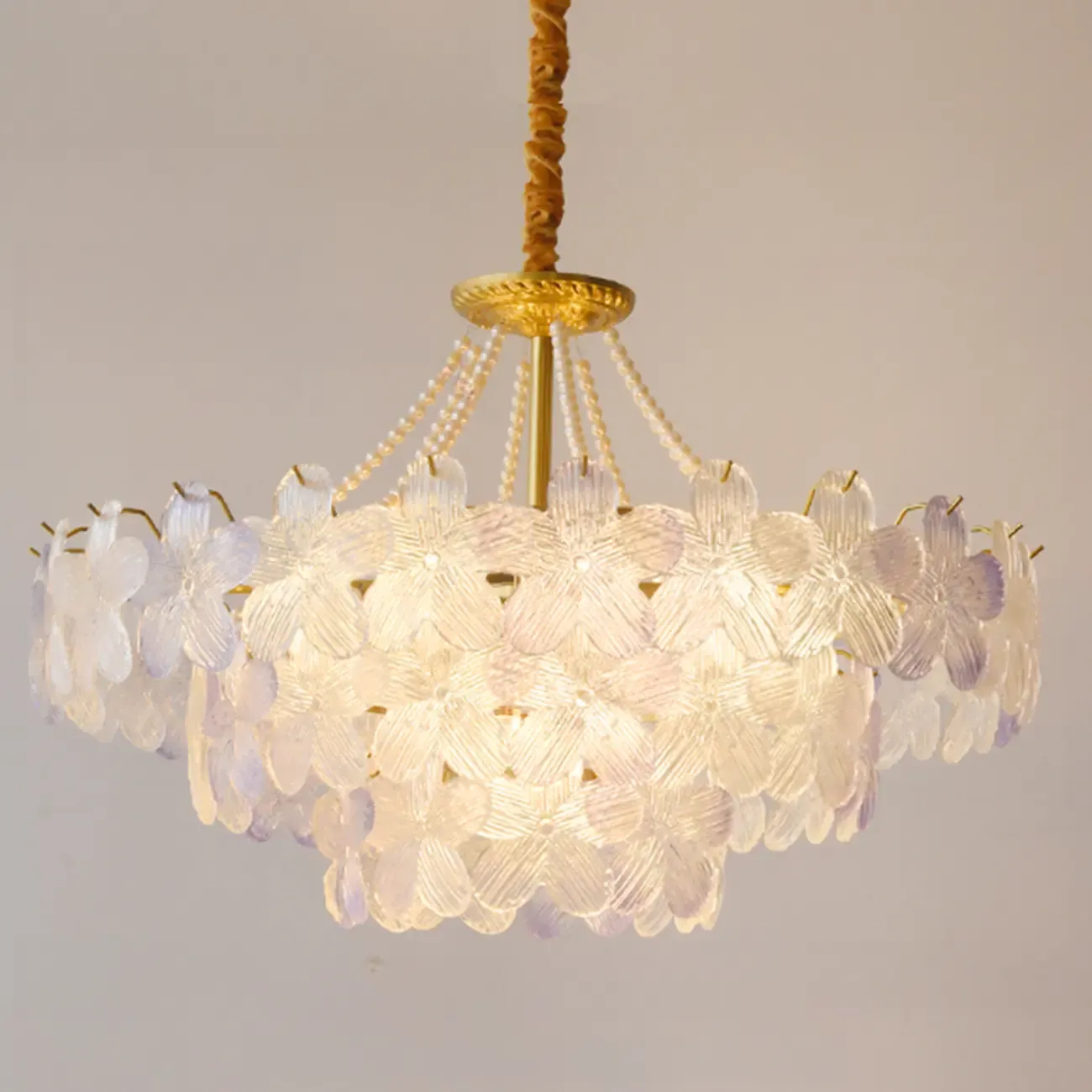 Modern Elegant Floral Crystal Chandelier with Flexible Height Image - 19