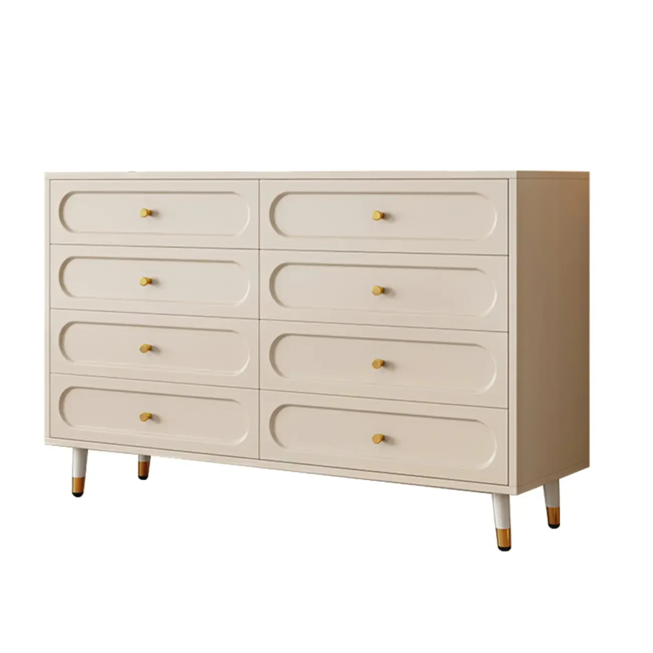 Modern Wood Dresser Chest with 5 Tiers in Milk Tea Color Image - 15