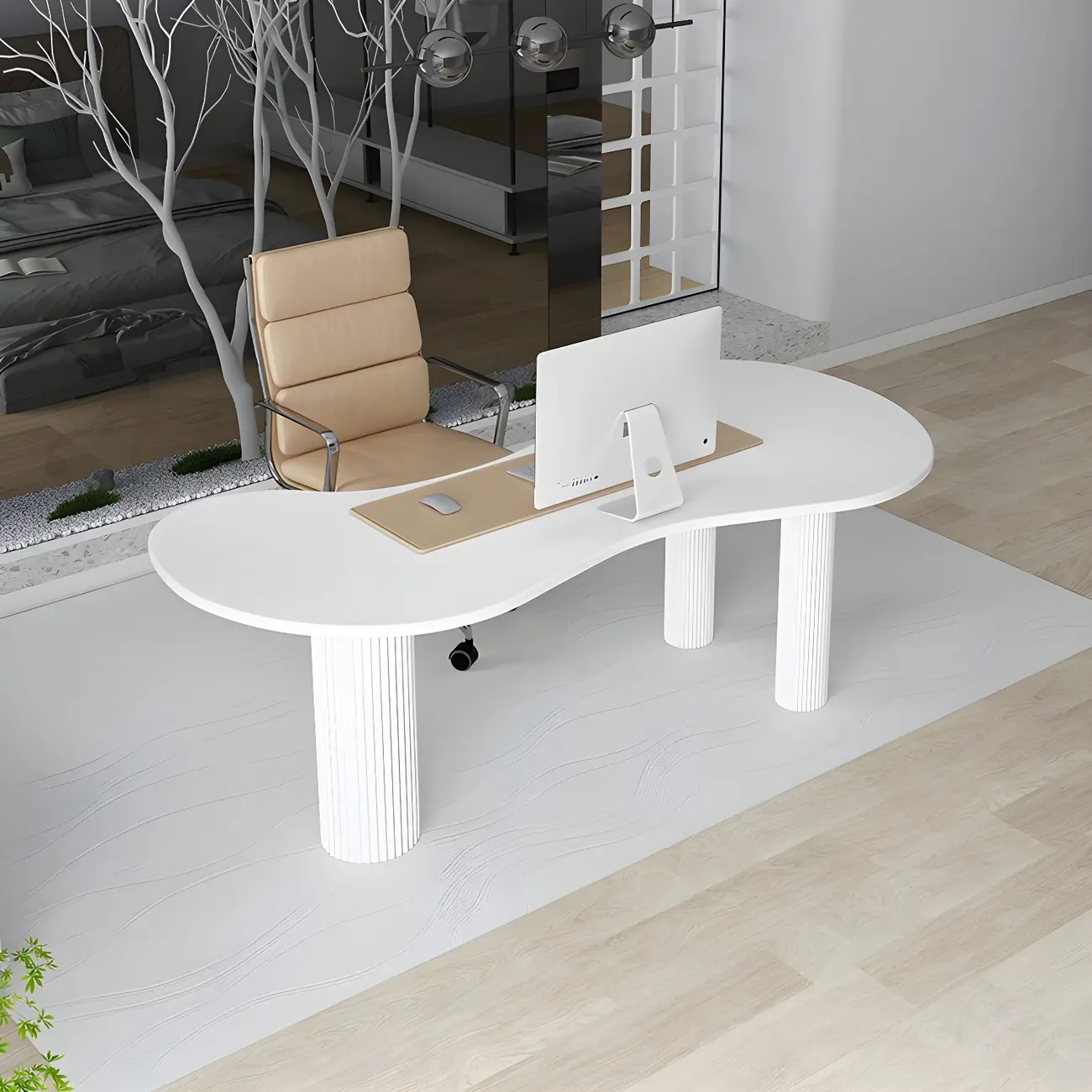 Modern Free From Writing Desk with 3 Legs Image - 1 | homeyfad
