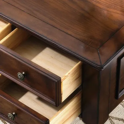 63" Classical Wooden Rectangular Writing Desk with 5 Drawers Image - 4