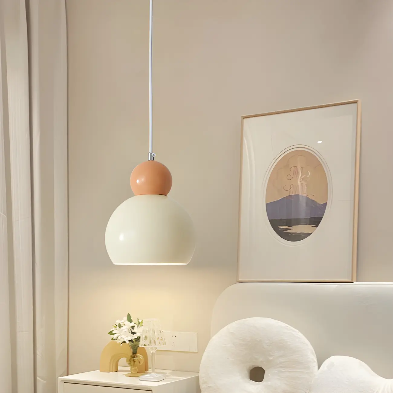 Modern White Glass 3 Light Pendant Light with Beaded Detail for Living Room Image - 2 | homeyfad