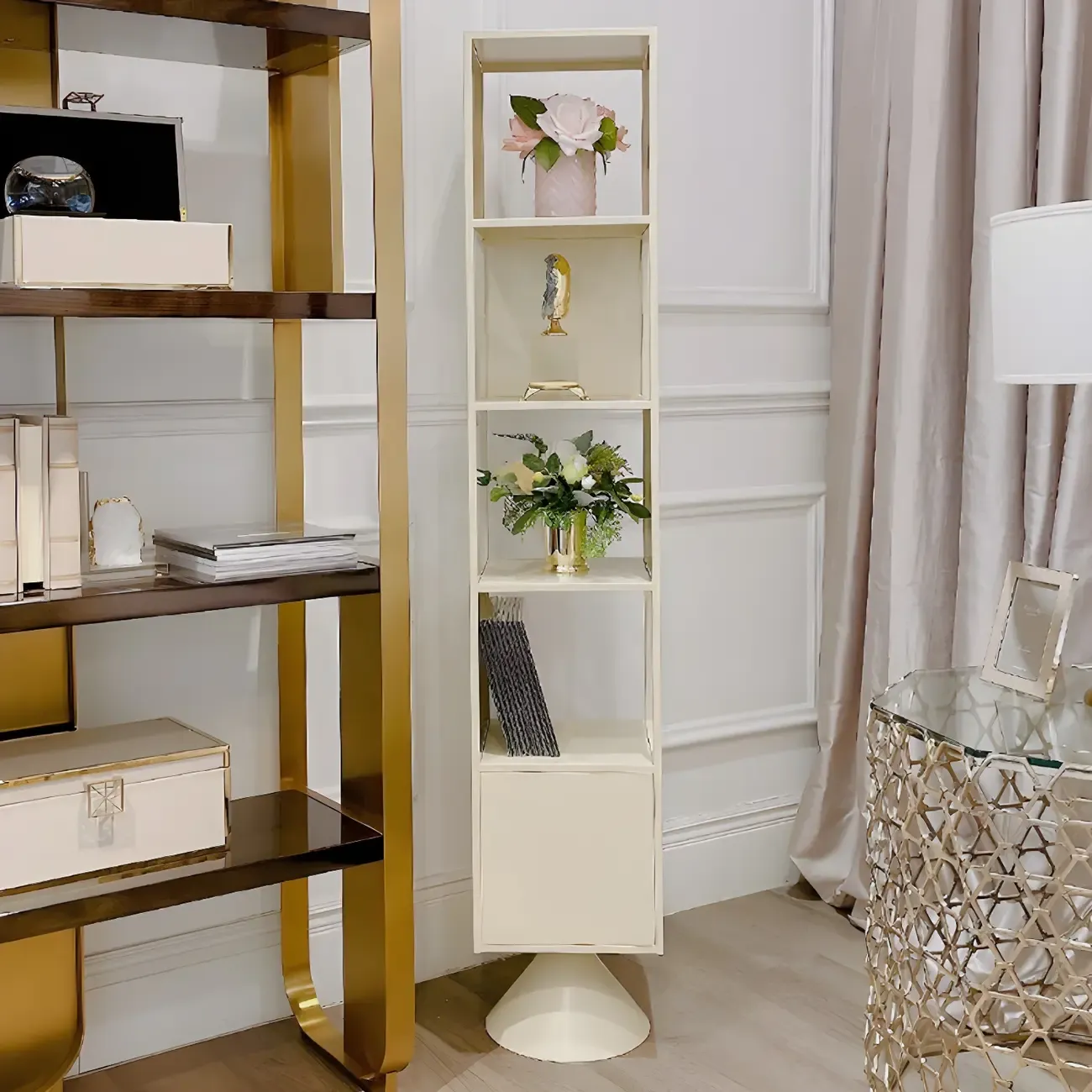 Modern Wooden Cube Bookcase with Metal Frame  Image - 13