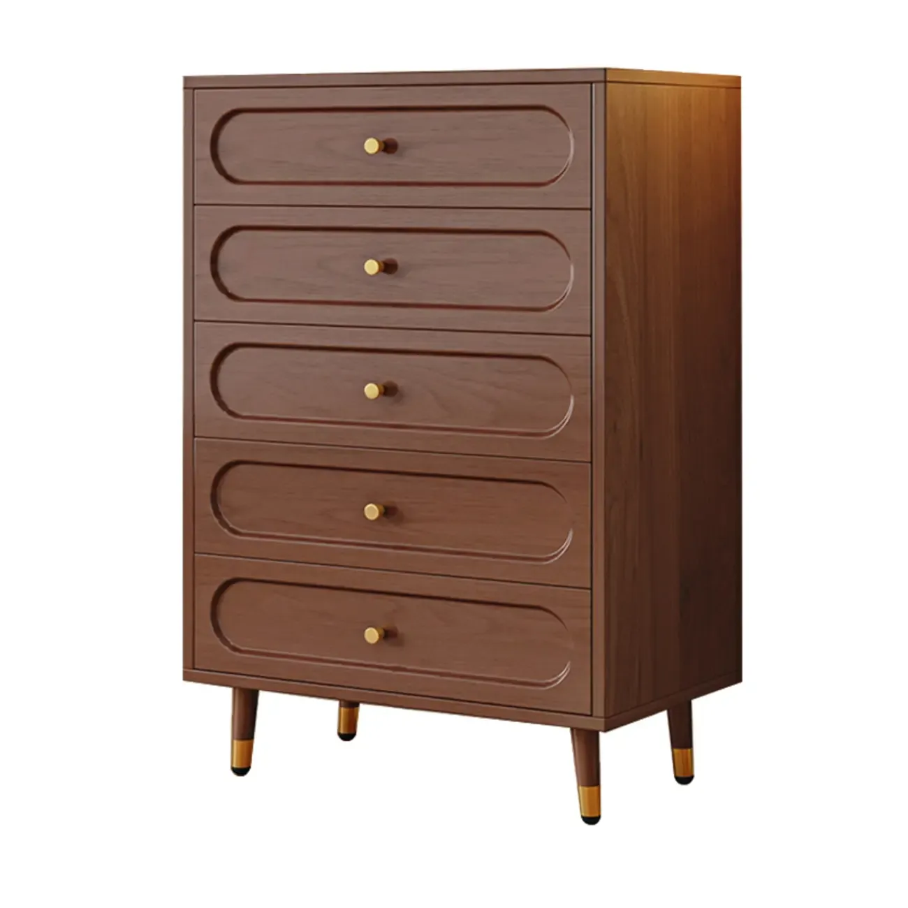 Modern Wood Dresser Chest with 5 Tiers in Milk Tea Color Image - 19