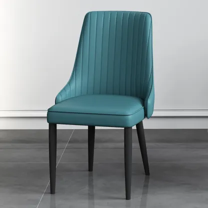 Off-White Modern Dining Chair Solid Back Metal Legs Image - 8