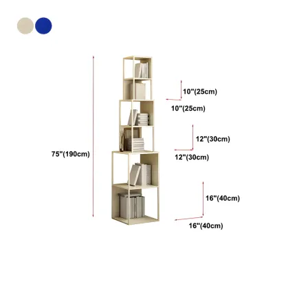 Modern Wooden Cube Bookcase with Metal Frame  #size
