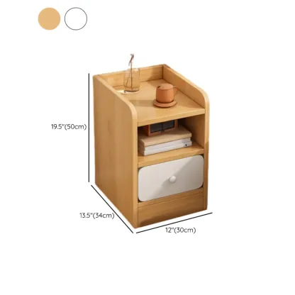 Modern Wooden Narrow Corner Bedside Table with Storage Drawers Image - 26