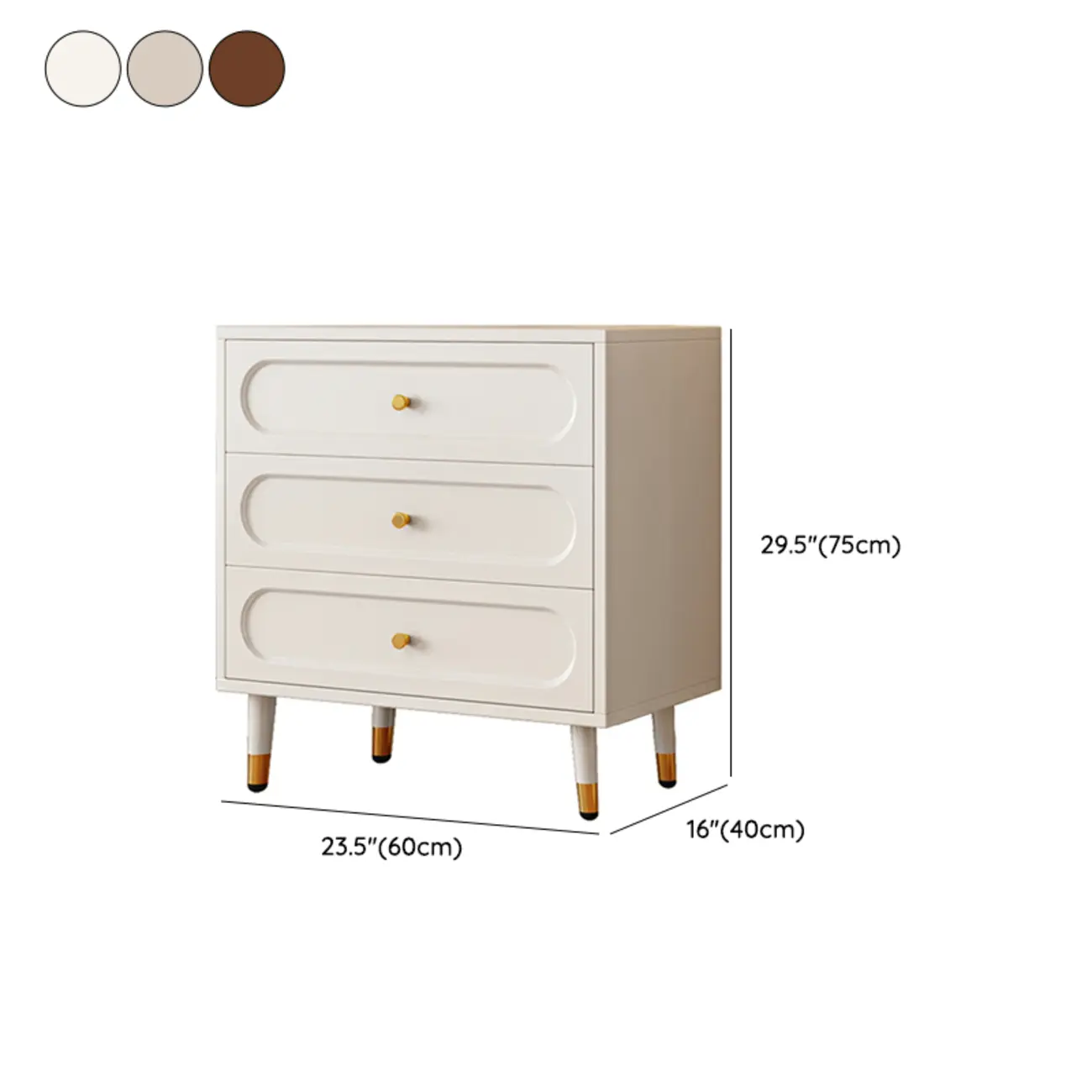 Modern Wood Dresser Chest with 5 Tiers in Milk Tea Color #size