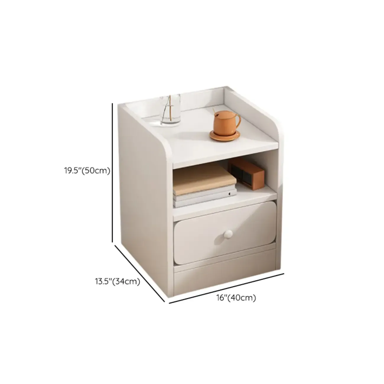 Modern Wooden Narrow Corner Bedside Table with Storage Drawers Image - 27