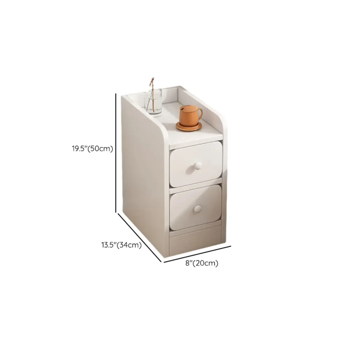 Modern Wooden Narrow Corner Bedside Table with Storage Drawers Image - 28