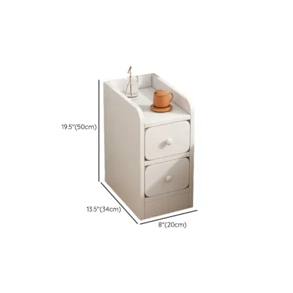 Modern Wooden Narrow Corner Bedside Table with Storage Drawers Image - 28