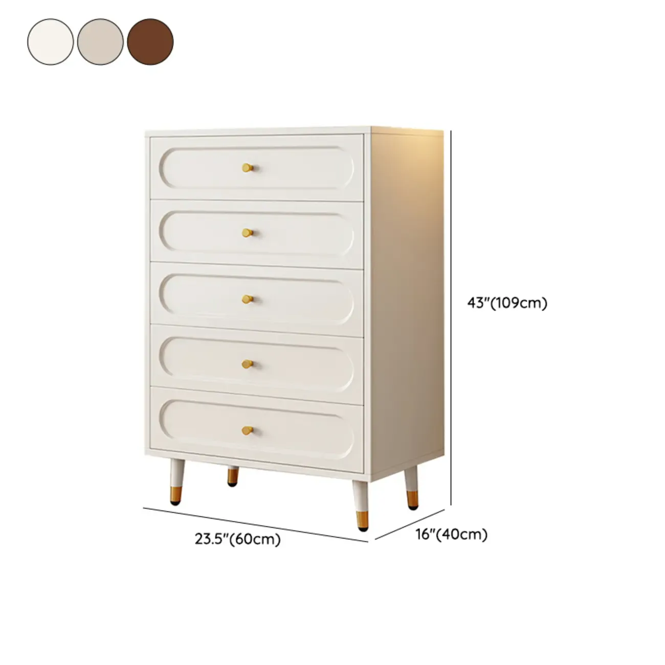 Modern Wood Dresser Chest with 5 Tiers in Milk Tea Color Image - 26