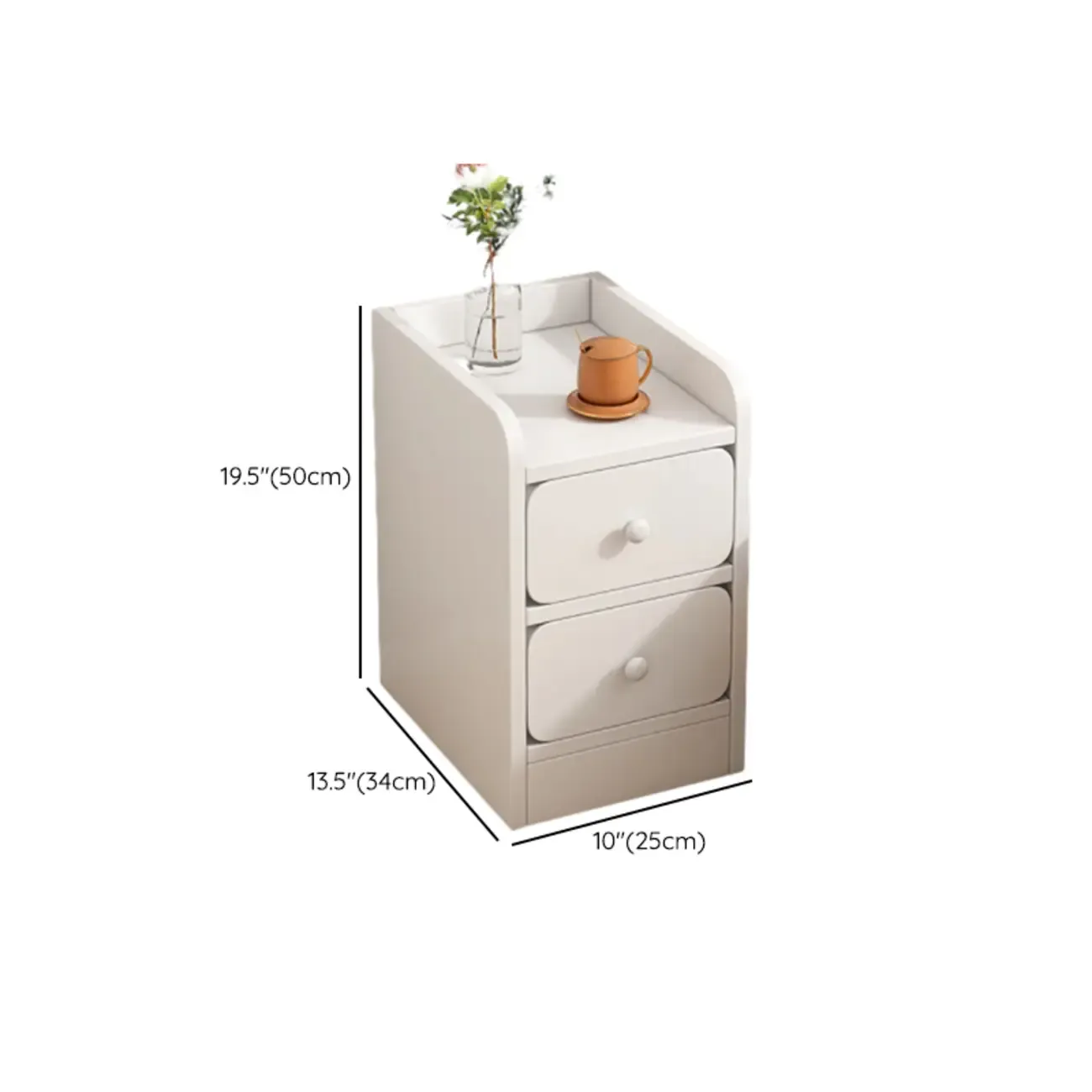 Modern Wooden Narrow Corner Bedside Table with Storage Drawers Image - 29