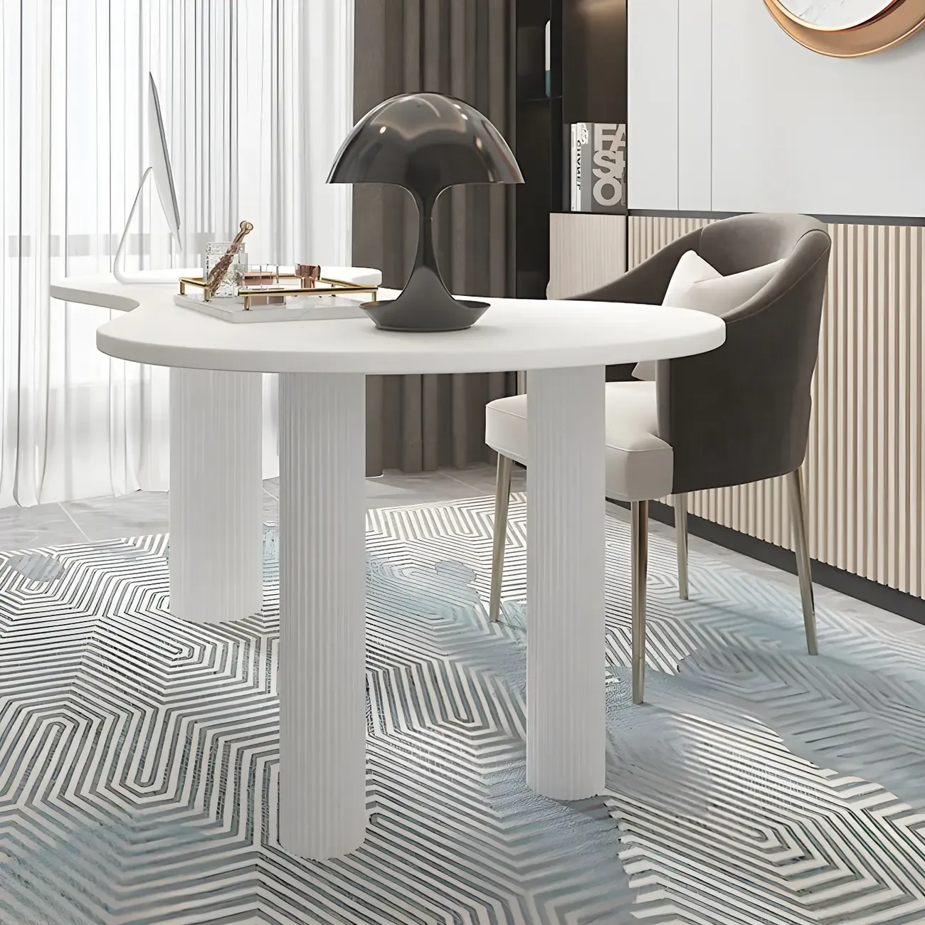 Modern Free From Writing Desk with 3 Legs Image - 8