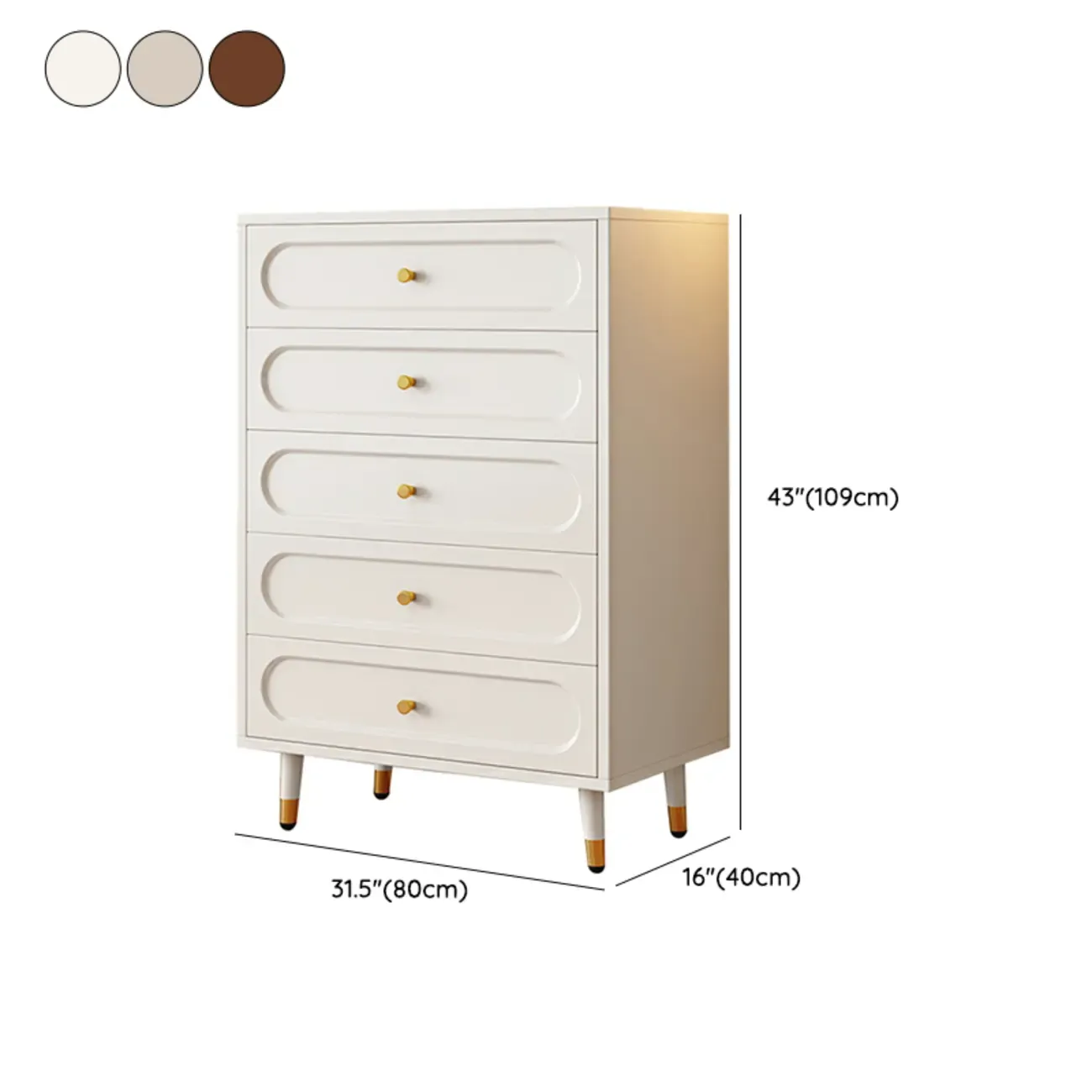 Modern Wood Dresser Chest with 5 Tiers in Milk Tea Color Image - 27