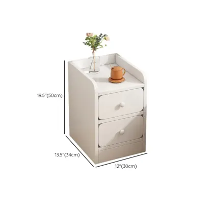 Modern Wooden Narrow Corner Bedside Table with Storage Drawers Image - 30