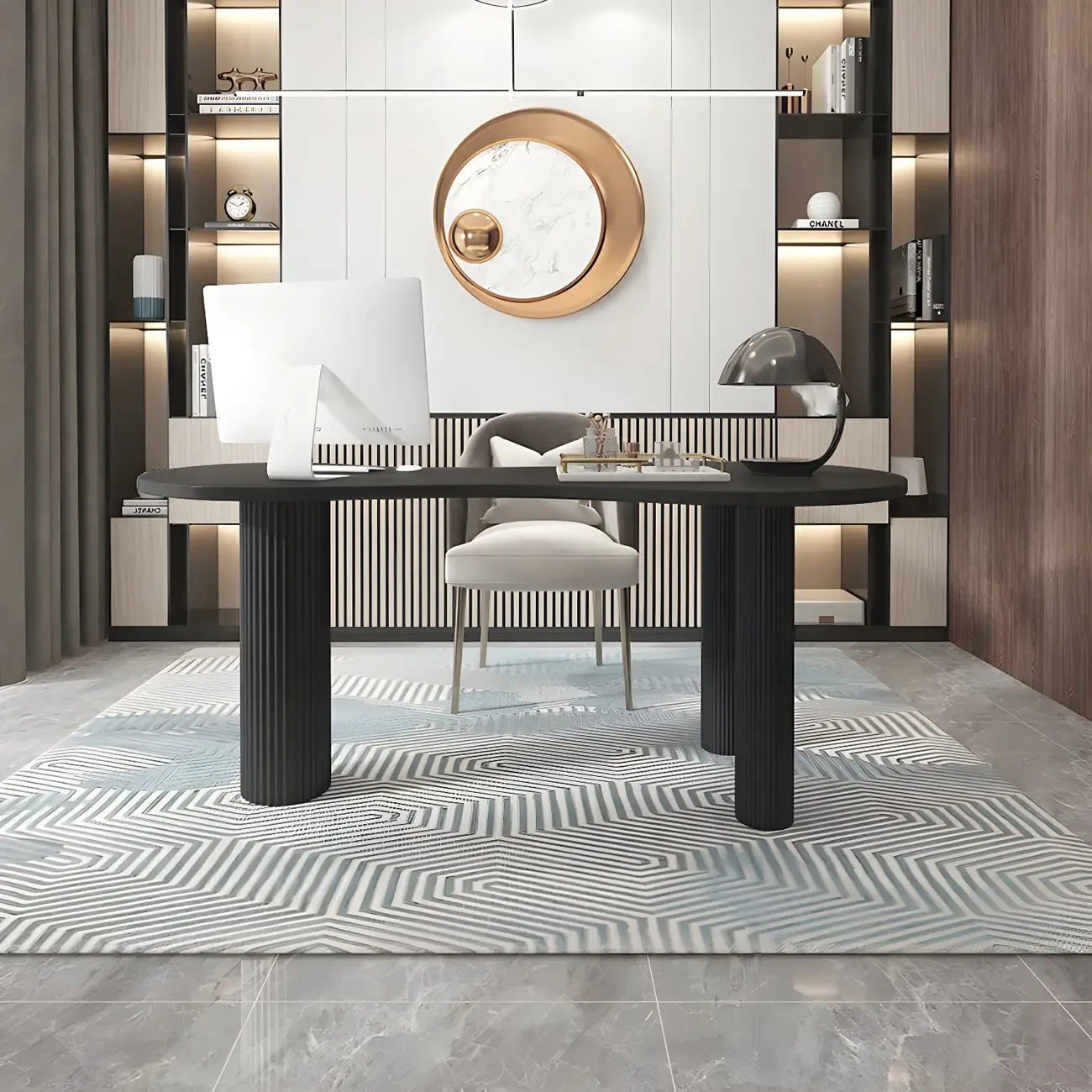 Modern Free From Writing Desk with 3 Legs Image - 9