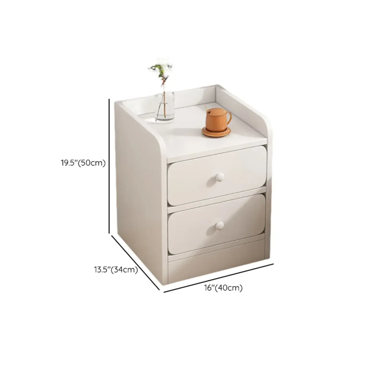 Modern Wooden Narrow Corner Bedside Table with Storage Drawers Image - 31