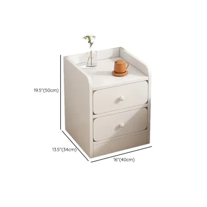 Modern Wooden Narrow Corner Bedside Table with Storage Drawers Image - 31