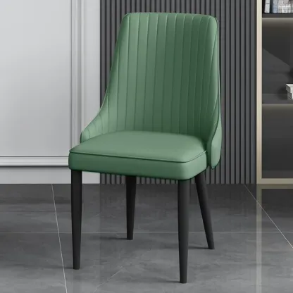 Off-White Modern Dining Chair Solid Back Metal Legs Image - 15