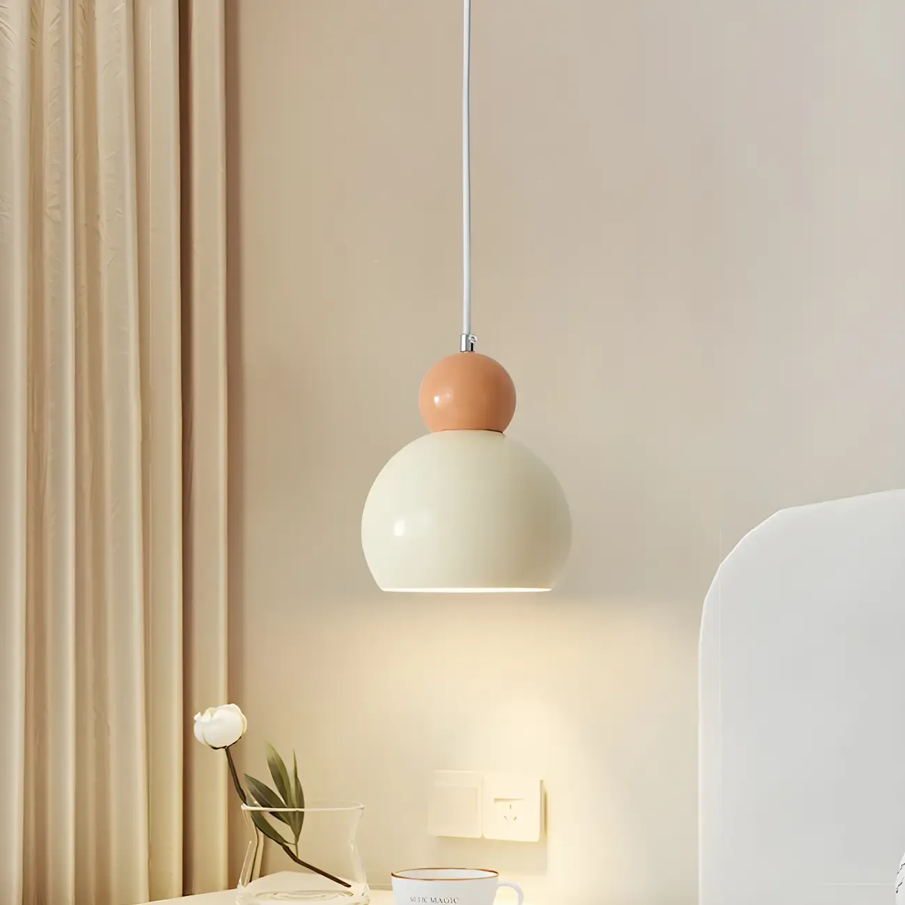 Modern White Glass 3 Light Pendant Light with Beaded Detail for Living Room Image - 13