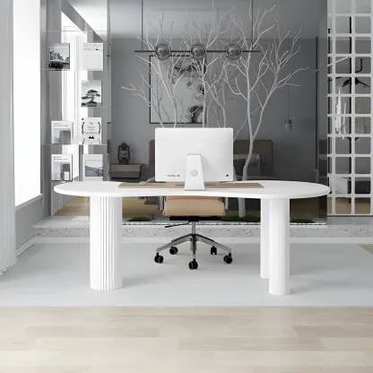 Modern Free From Writing Desk with 3 Legs Image - 12