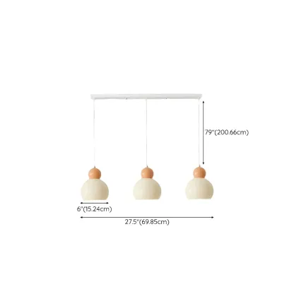 Modern White Glass 3 Light Pendant Light with Beaded Detail for Living Room Image - 16