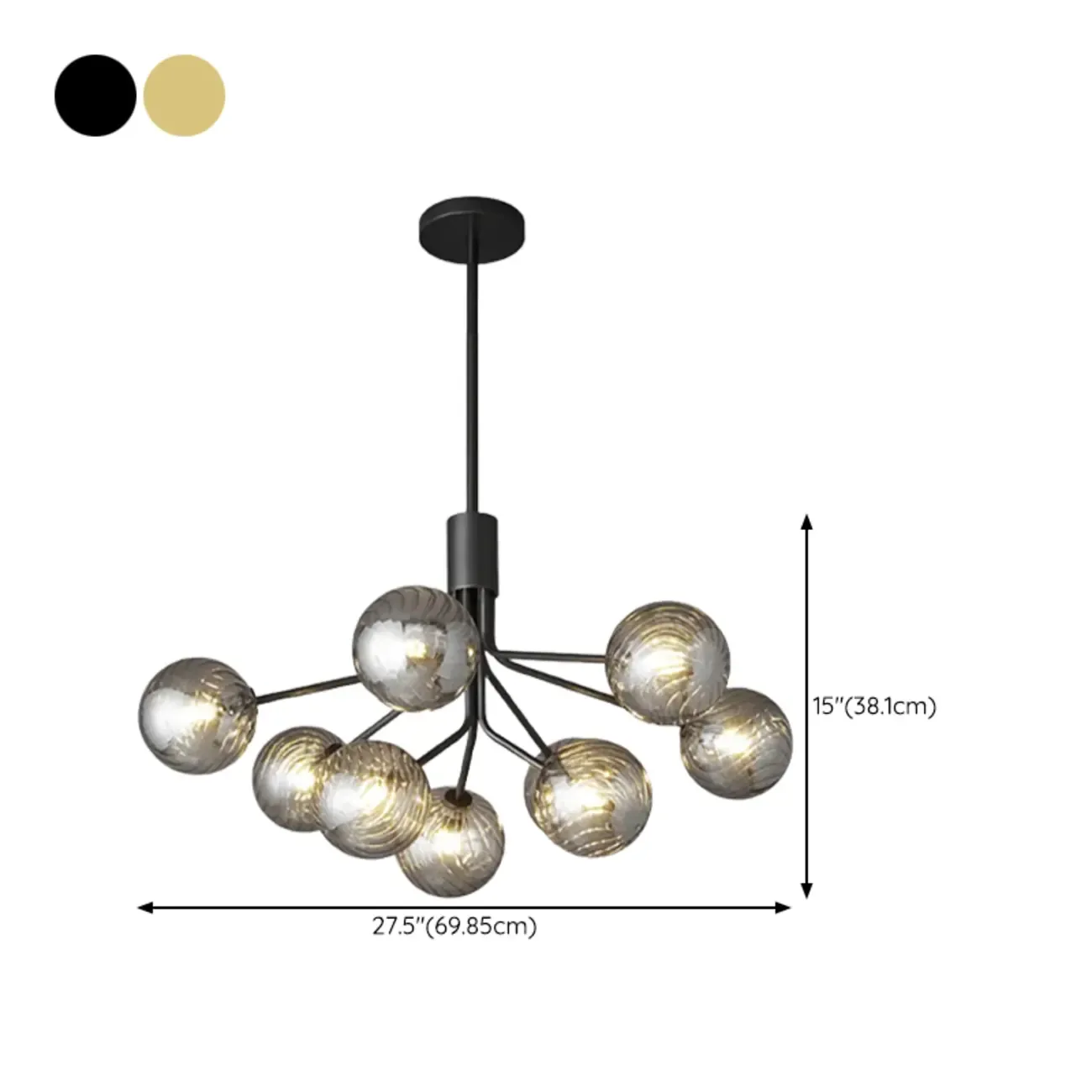 2-Tier Modern Globe Chandelier Adjustable Hanging Length  #size