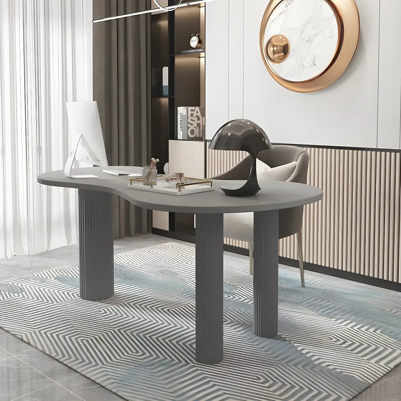 Modern Free From Writing Desk with 3 Legs Image - 13