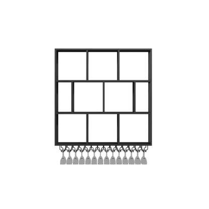 Rectangular Metal Wine Rack Wall Mounted Lighting Included Image - 2