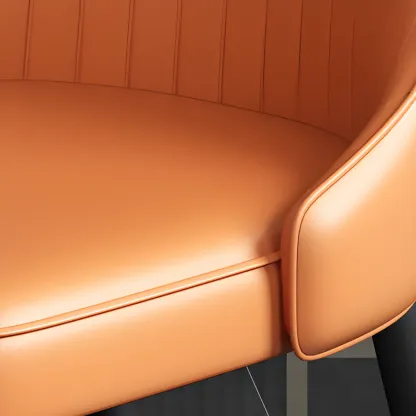 Off-White Modern Dining Chair Solid Back Metal Legs Image - 23