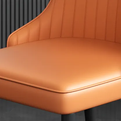 Off-White Modern Dining Chair Solid Back Metal Legs Image - 24