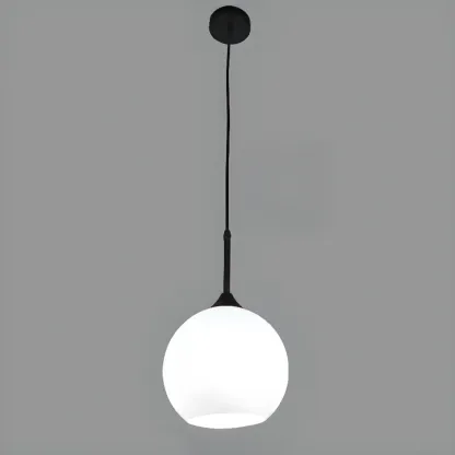 Nordic Milky Glass Globe Hanging LED Lamp for Restaurant Image - 3
