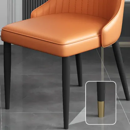 Off-White Modern Dining Chair Solid Back Metal Legs Image - 25