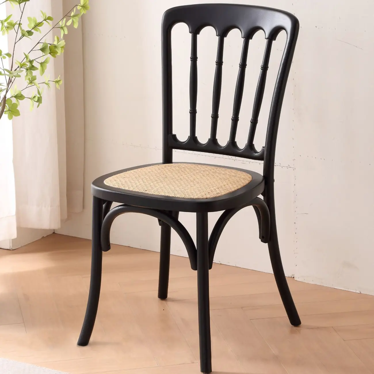 Countryside Rustic Standard Slat Back Wooden Dining Chair Image - 2 | homeyfad