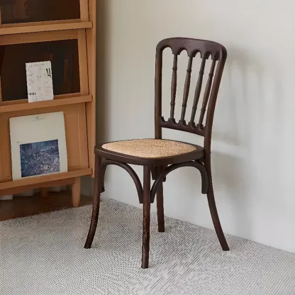 Countryside Rustic Standard Slat Back Wooden Dining Chair Image - 3