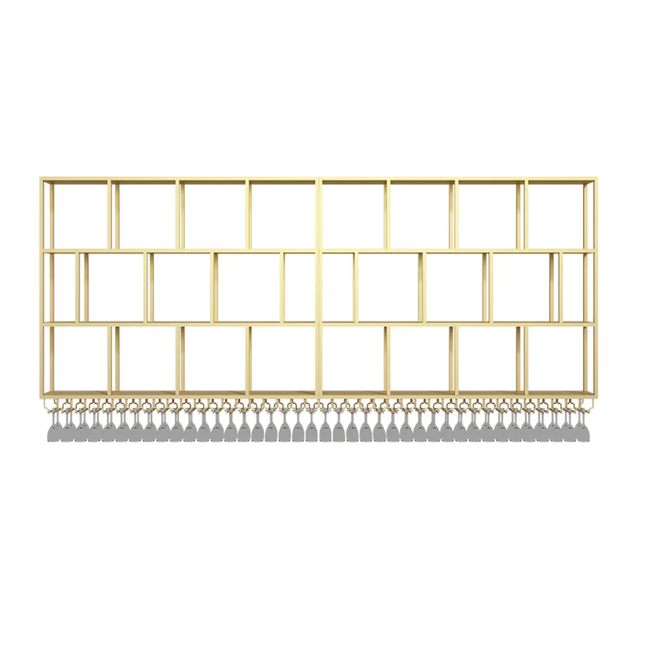 Rectangular Metal Wine Rack Wall Mounted Lighting Included Image - 6 | homeyfad