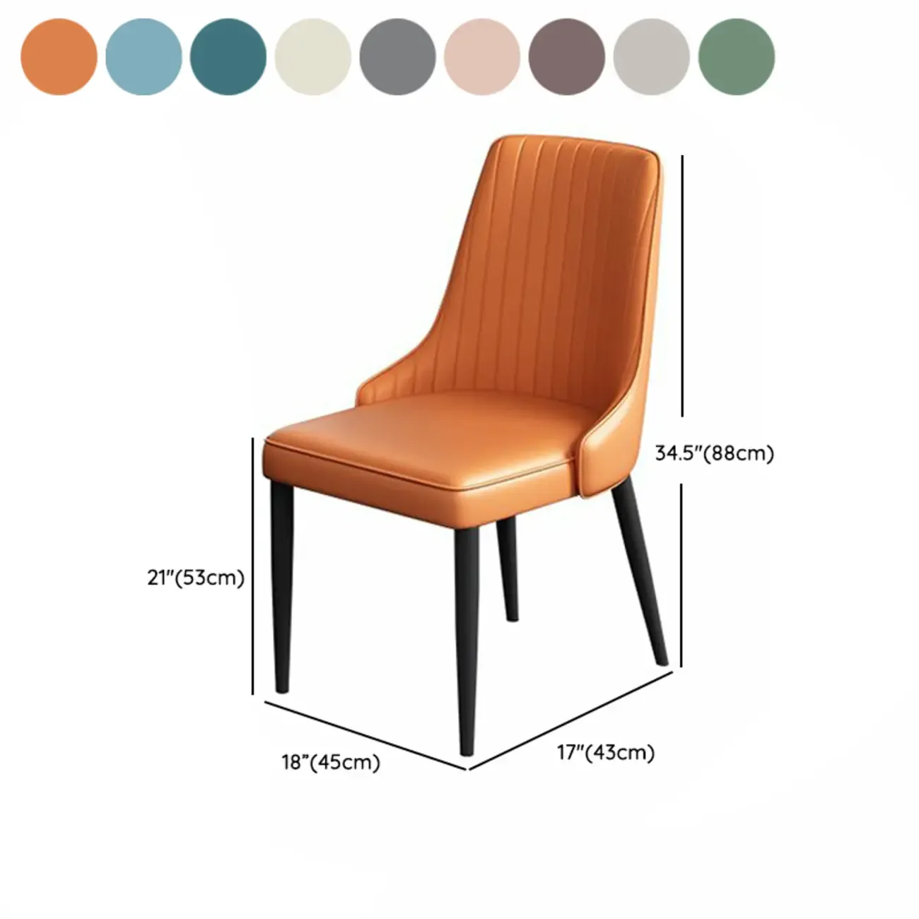 Off-White Modern Dining Chair Solid Back Metal Legs #size