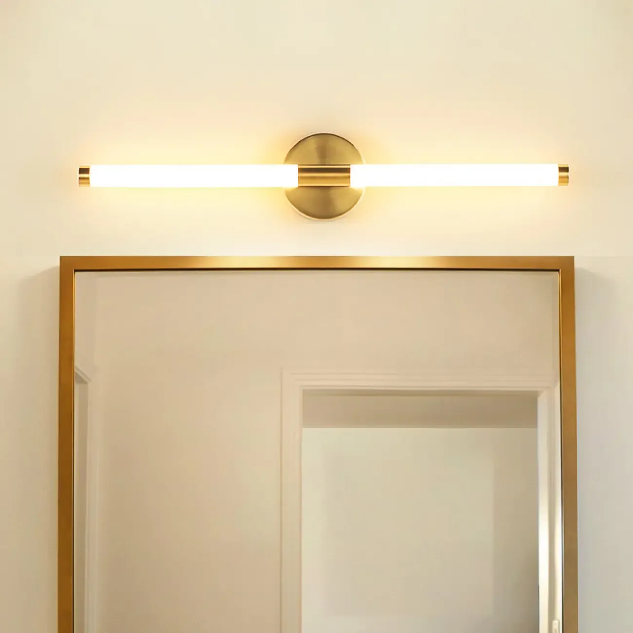 Minimalist Dimmable Gold Tube Vanity Light for Bathroom Image - 1