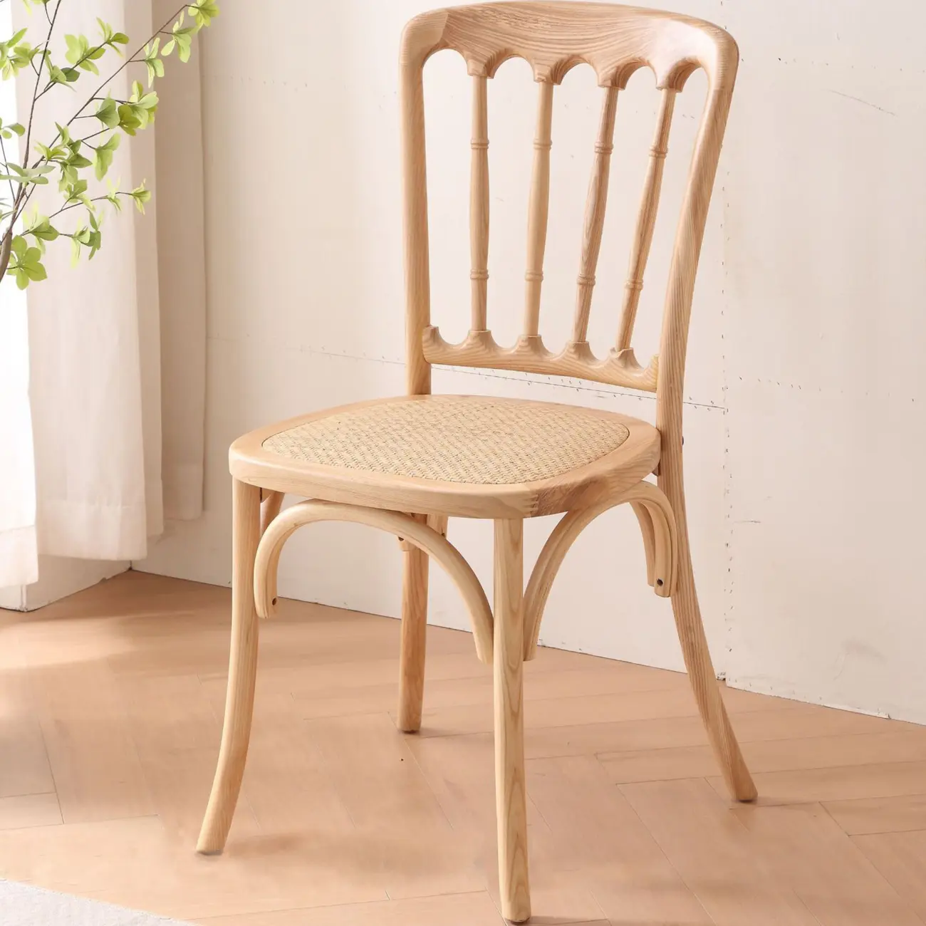 Countryside Rustic Standard Slat Back Wooden Dining Chair Image - 4 | homeyfad