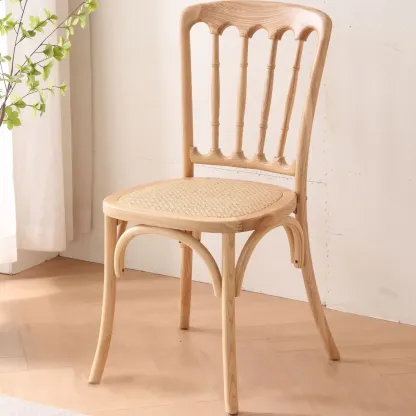 Countryside Rustic Standard Slat Back Wooden Dining Chair Image - 4