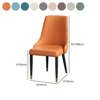 Off-White Modern Dining Chair Solid Back Metal Legs Image - 28